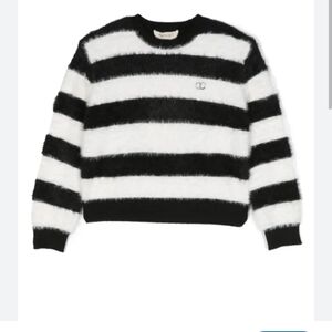 Twin-Set Fuzzy Black and White Striped Sweater